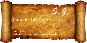Sporer Gábor névjegykártya